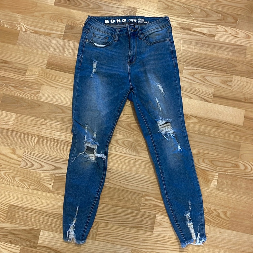 S.O.N.G Curvy High Rise Skinny Ankle Jeans